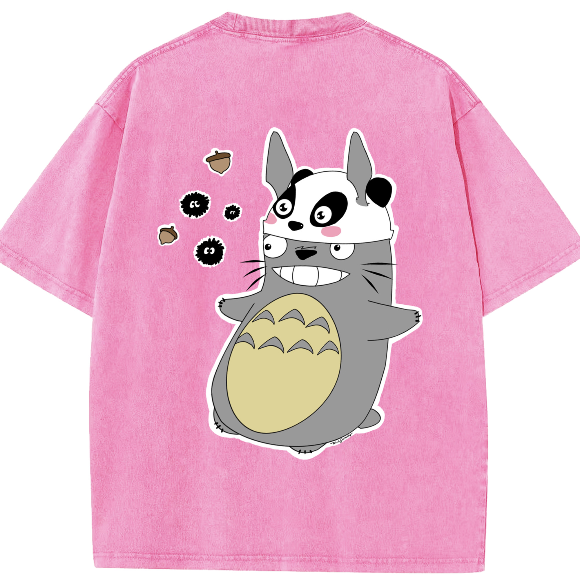 （画像用） となりのトトロ 草壁メイ 草壁サツキ My Neighbor Totoro Satsuki Kusakabe Mei Kusakabe 綿100% ヴィンテージ風 半袖Tシャツ（背面プリント）